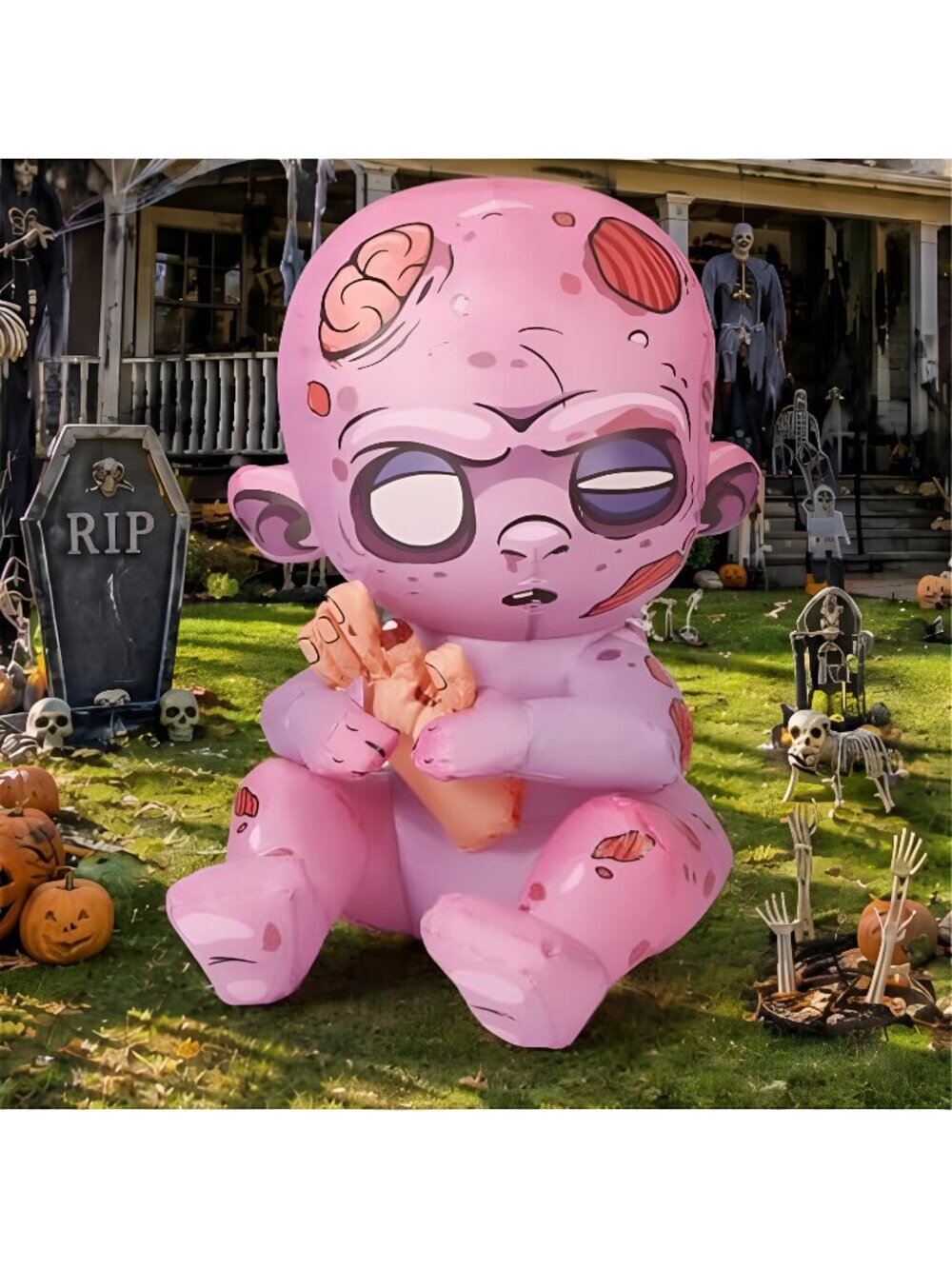 3 FT Halloween Inflatables Zombie Outdoor Decorations Blow Up Yard with
